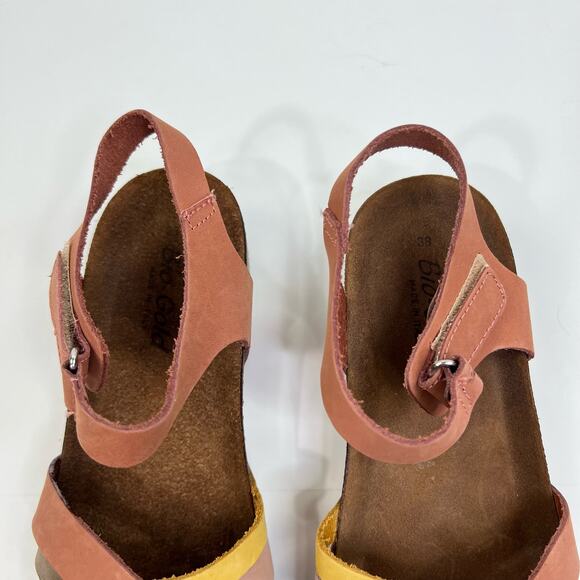 Bio-Gold Colorful Pastel Cross Strap Leather Slip On Sandals Womens Size 7.5 - Picture 4 of 13